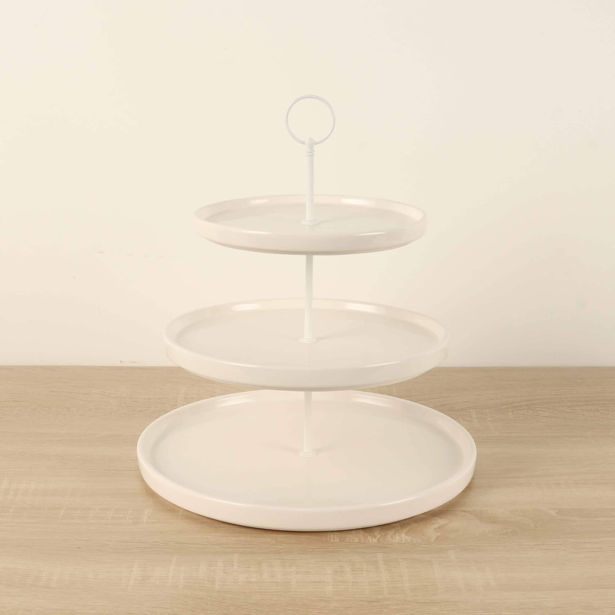 13.5" White 3-Tier Ceramic Cake Stand by Celebrate It™